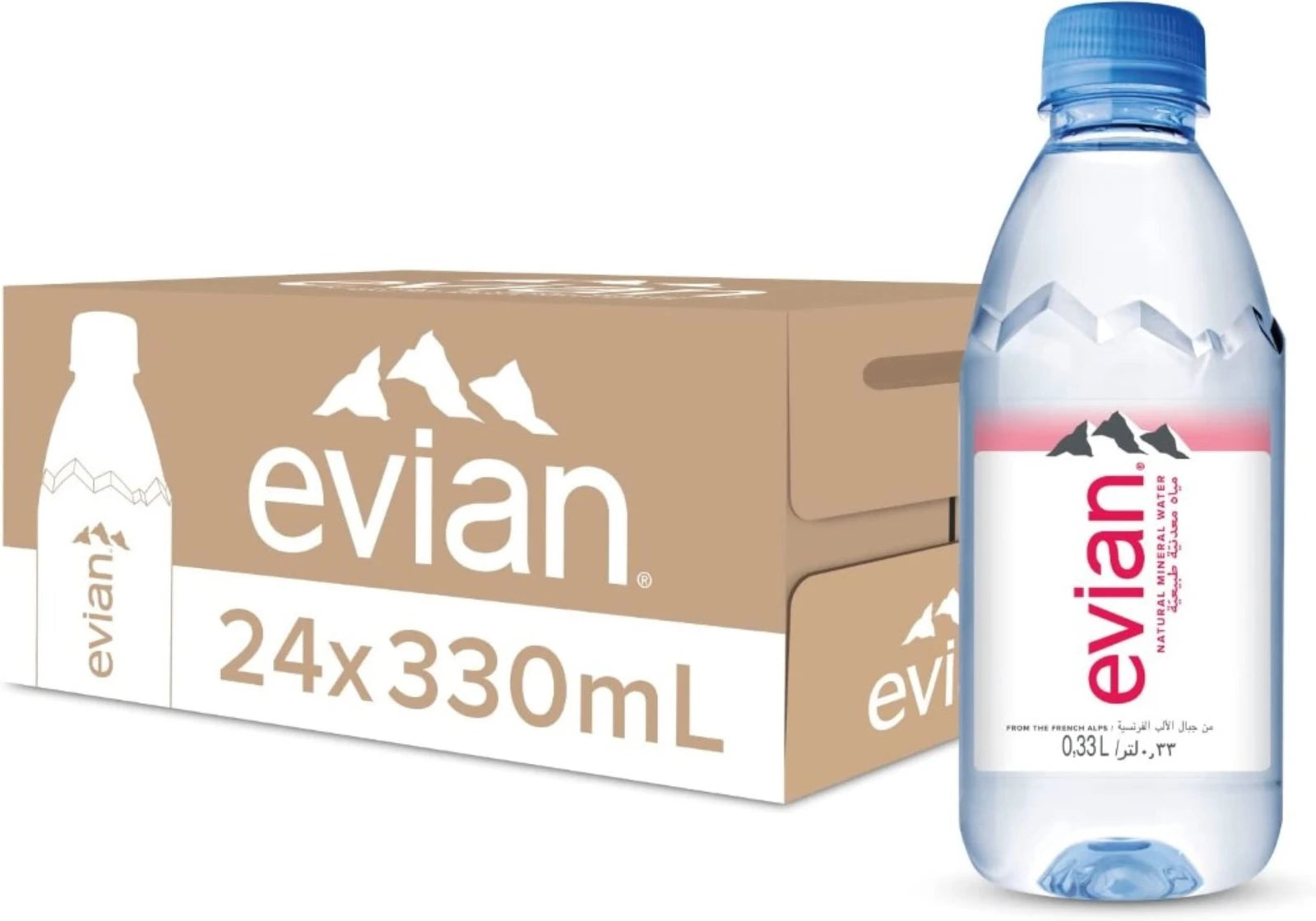 Evian Natural Mineral Water - 330 ml x 24